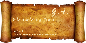 Gáspáry Anna névjegykártya